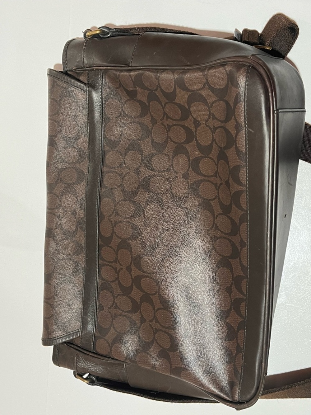 Coach Brown Signature Canvas Messenger Bag with Dark Brown Leather Trim - Picture 5 of 5